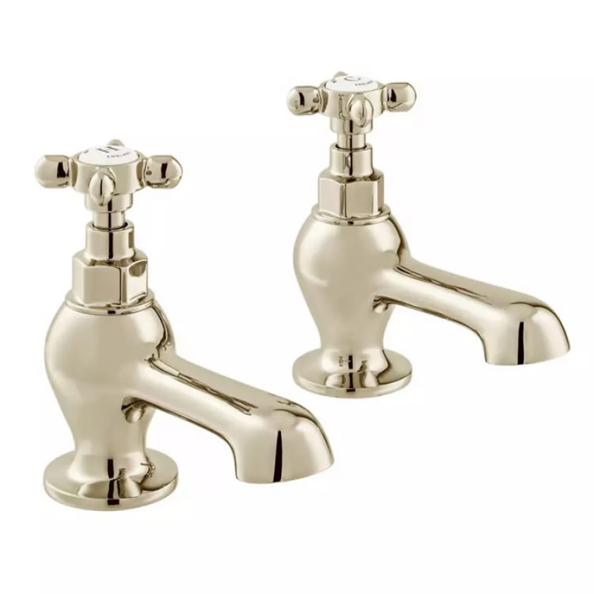 Cutout image of Booth & Co. Axbridge Cross Nickel Bath Pillar Taps